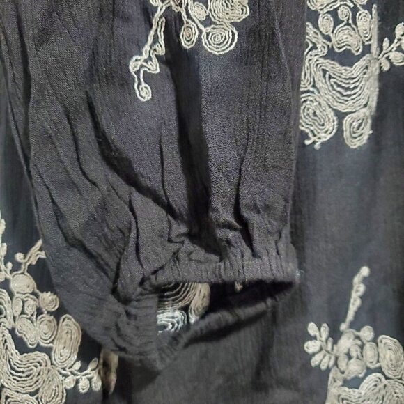 Altar'd State Womens Black Long-Sleeved A-Line Dress White Embroidered Boho Sz S - Picture 7 of 12